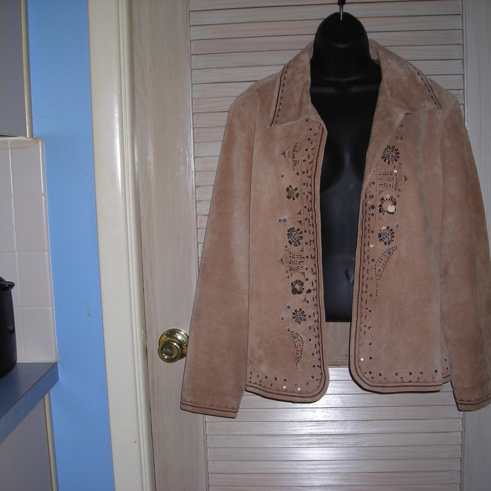 CHICO'S  Leather (suede) Jacket  or Blazer size 2 (L) - Picture 3 of 3